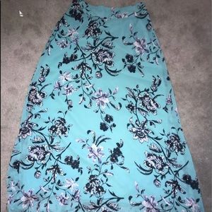 blue floral skirt